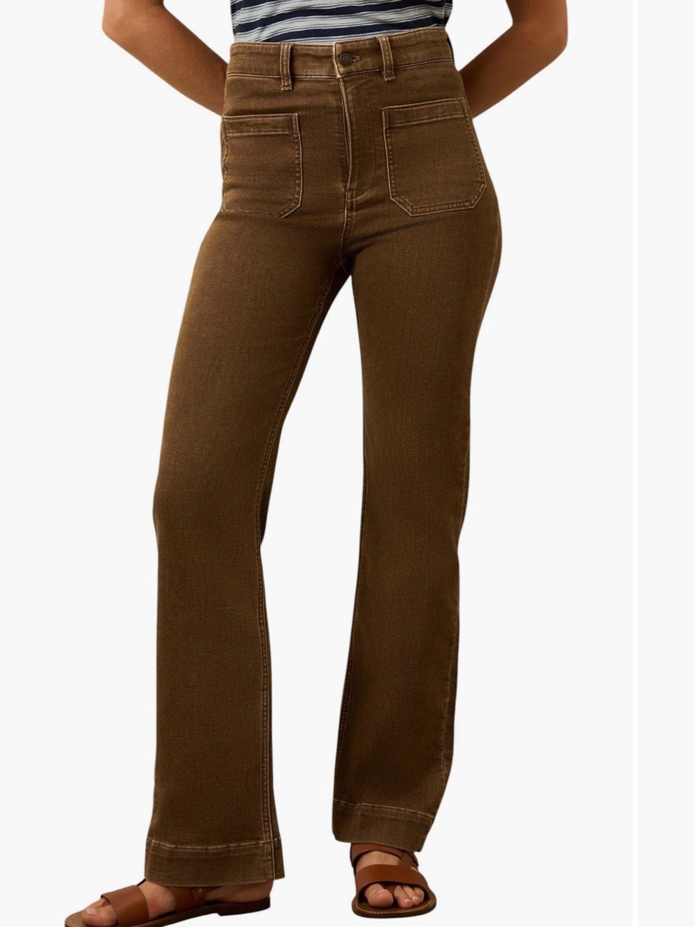 NWT Faherty Patch Pocket High Waist Wide Leg Stretch Terry Pants